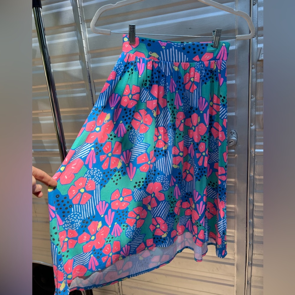 Neon floral midi skirt